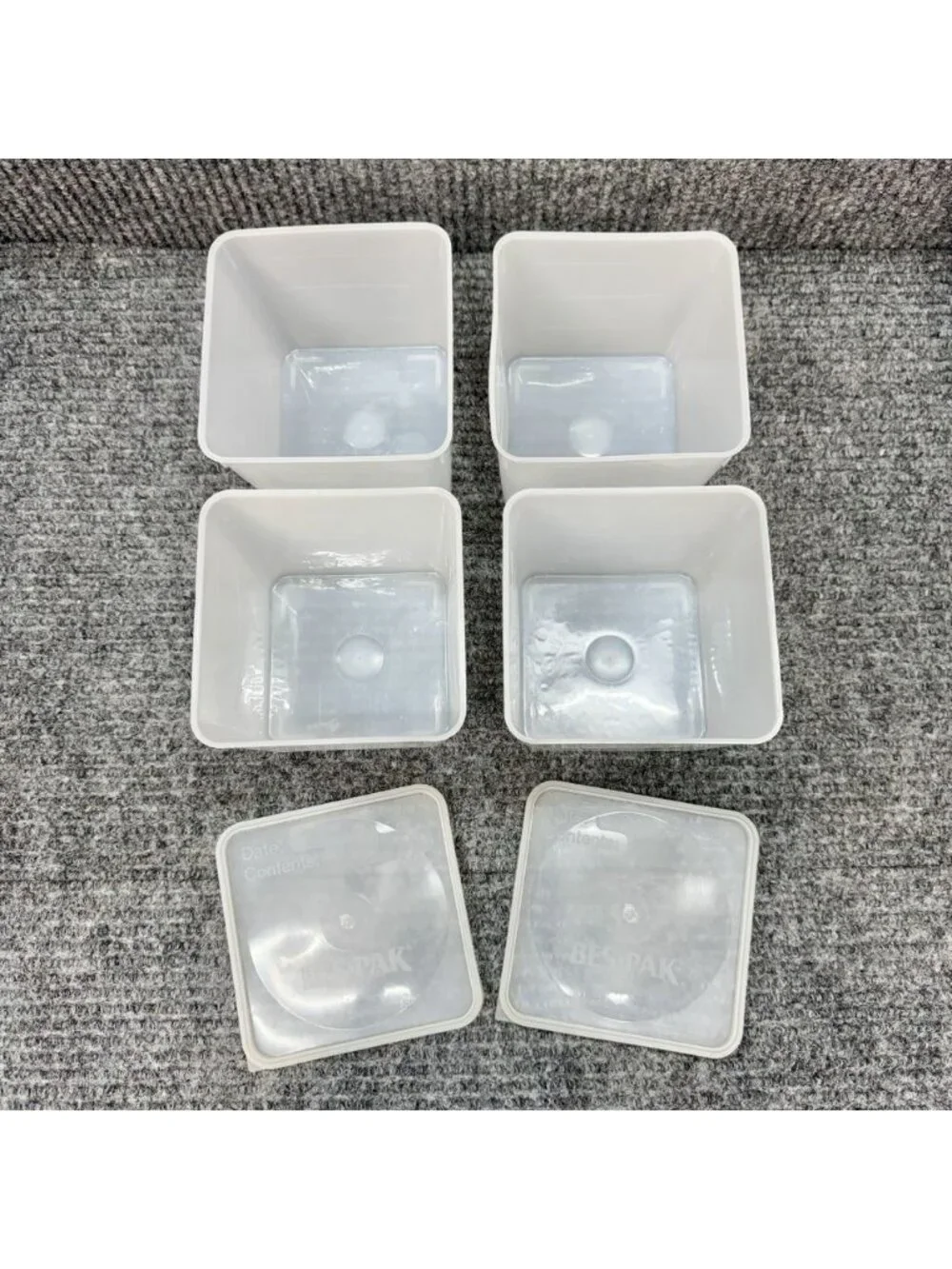 Vintage Bes Pak Plastic Storage Containers 1.5 Pint Capacity Lot Of 4 + 2 Lids
